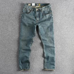 Men's Jeans Q132# 2024 Spring And Autumn American Retro Twill Denim Simple 96% Cotton Washed Old Straight Youth Casual Pants