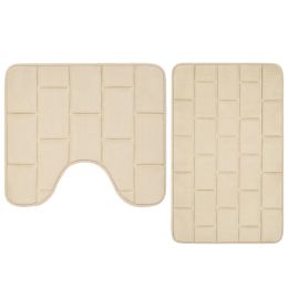 Mats Inyahome Luxury Thick 2 Pieces Set Memory Foam Bathmat and Contour Toilet Rug Absorbent Washable Bathroom Rugs and Mats Carpets
