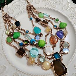 Chains Vintage Mediaeval Glass Acrylic Natural Stone Shell Colour Multi-layer Heavy Industry Necklace Sweater Chain Female