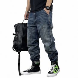 american Fi Hip Hop Cargo Jeans Streetwear Skateboard Harem Trousers Men Clothing Japanese Harajuku Denim Casual Pants Male d3jA#