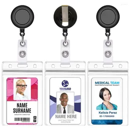 Storage Bags ID Badge Holder Reel With Belt Clip Retractable Metal Buckle Key Chain For Teachers Student White