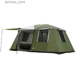 Tents and Shelters Super large 2 bedroom 1 living room camping tent 6-12 person double-layer waterproof outdoor party family tourism terrace24327