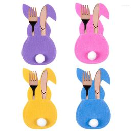 Party Decoration 4pcs Easter Knife Fork Bags Cutlery Storage Bag Non-woven Fabric Tableware Organizer Table