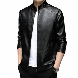 top Grade New Brand Designer Casual Fi Classic Faux Pu Fi Leather Jacket Men Brown Moto Coats Mens Clothing 2023 o5g6#