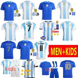 Classic Blue Comfortable Argentina Soccer Jerseys MESSIS Otamendi DE PAUL National Team Copa DYBALA MARTINEZ KUN AGUERO Maradona Football Shirts 24 25 Men Kits