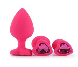 MaryXiong 3PCS Heart Silicone Anal Plug Butt Plug Unisex Jewelled Sex Stopper Adult Toy for Men Gay Women Anal Trainer for Couple3874937