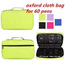 Zaagbladen 60 Slots Storage Bag for Mark Pens Portable Painting Pencil Organiser Oxford Cloth Case Detachable Marker Pens Container