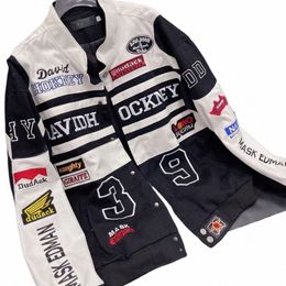 Cappotto da ricamo per l'industria pesante Nuovo in colletto alla coreana da esterno Racer Moto Abbigliamento di lusso Uomo Donna Giacca da motociclista da corsa n7Qq #