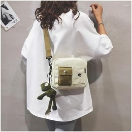 Shoulder Bags Women Canvas Bag Hong Kong Style Harajuku Contrast Colour Small Korean Fashionable Casual Messenger