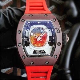 RichasMiers Watch Ys Top Clone Factory Watch Carbon Fibre Automatic Watch ALluxury Wine Barrel Rm52-05 CarbonOC0H