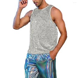 Men's Tank Tops Comfortable Men Vest Pullover Easy Care Fall Outdoor Round Collar S-2XL Seamless Silver Sleeveless