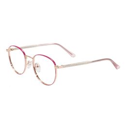 Women Metal Assorted Colours Oval Glasses Frame For Prescription Lenses 240313