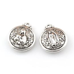 25Pcs lot Antique Silver Virgin Mary Charm Pendants For Jewelry Making Bracelet Necklace Findings 21x24mm A-481327g