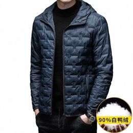 2023 Winter New Men Thick Plush Hooded Down Jackets Men Windproof Lightweight Down Jacket Men Casual Down Coat Male 90%Duck 75jb#