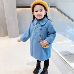 Jackets Girls Woolen Coats Double Breasted Autumn Winter Trench Jacket Coat 2-8Y Children Clothes For Kids Outerwear Baby Girl Costume