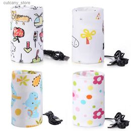 Baby Bottles# Portable baby bottle heater cotton printing baby feeding milk cup USB bottle storage bag heater low-pressure accessories L240327