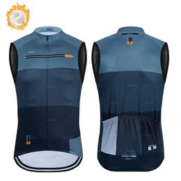 Winter Thermal Fleece Cycling Vest Sleeveless Cycling Vest Men Bicycle Warm Vest MTB Road Bike Tops Warm Cycling Jersey 240323