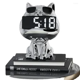 Table Clocks Modern Luxury Sunglasses Dog Intelligent Electronic Clock Decoration For Living Room Wine Cabinet Bedroom Desktop And Entrance