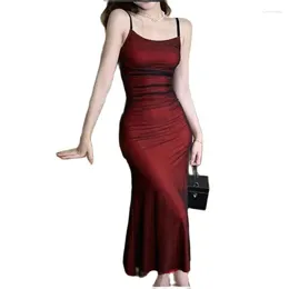 Casual Dresses Sexy High Waist Skinny Sling For Summer Women's Dress 2024 Mesh Strapless Sleeveless Solid Maxi Ladies