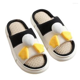 Slippers Womens Indoor Linen Open Toe House Mens Flat Shoes