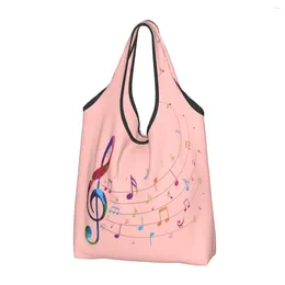 Shopping Bags Music Symbol Groceries Tote Women Custom Musician Musical Notes Shoulder Shopper Big Capacity Handbags