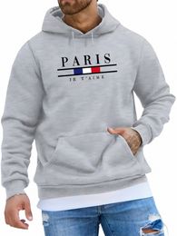 fiable Men's Hoodie with Street Casual Sports Style Lg Sleeve and Kangaroo Pocket Fleece Sweatshirt for Autumn and Winter V1iH#