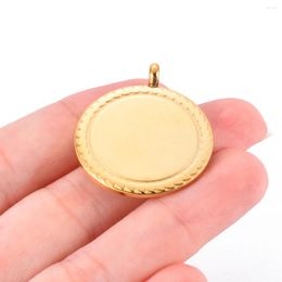 Pendant Necklaces Stainless Steel Circle Round Charm Blank To Record 25mm Metal Tag Charms For Mirror Polished Wholesale 10pcs