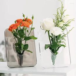 Vases Acrylic Po Frame Vase Modern Art Floral Flower Desktop Plant Holder For Office Home Decor Gift