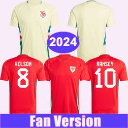 2024 Wales Mens Soccer Jerseys WILSON RAMSEY RODON N. WILLIAMS B. DAVIES MATONDO Home Away Football Shirts Short Sleeve Uniforms