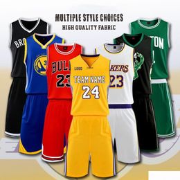 Outdoor T-Shirts Tshirts Custom Basketball Jersey Set For Men Kids Club College Team Professional Training Uniforms Suit Quick Dry Spo Dhcsl