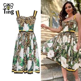 Casual Dresses Tingfly Women Summer Fashion Leopard Flower Print A Line Dress Lady Strap Cami Sundresses Vestidos Boho