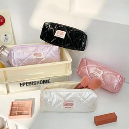 Storage Bags Fashion Rhombus Shiny Clutch Cosmetic Bag Large Capacity Make Up Kit Portable Travel Toiletries Skincare Organizer Pouch