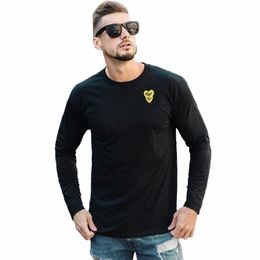 men Women Lg Sleeve T-shirt Overlap Carto Embroidered Spring Autumn Cott O-Neck Loose Unisex T-shirt d6Ie#