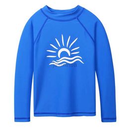 Men's Swimwear BAOHULU Royal Blue Long Sleeve Rashguard Boys Kids Swimwear Sun Shirts UPF 50+ Swimsuit Girls Swim Rash Guard Beach Wear 24327