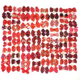 Dog Apparel 100pcs Small Bows Handmade Ribbon Cat Hair Rubber Bands Grooming Accessories Pet Supplies