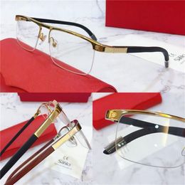 selling glasses frame half frame metal frame wood legs optical glasses men classic business models 8200980201o