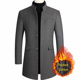 browon Brand Busin Casual Trench Coat Men Chinese Style Solid Color Winter Coat Men 2024 Autumn and Winter Wool Coat for Men i2ny#