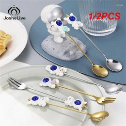 Forks 1/2PCS Cake Fruit Coffee Mixing Spoon Stainless Steel Special Gift Tableware Scoop Style Children Doll