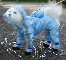 Dog Apparel Pet Clothes Little Raincoat Four Feet Waterproof All Inclusive Teddy Poncho Small Medium Sized