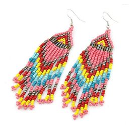 Dangle Earrings Bohemian Long Tassel Colourful Seed Beads Drop For Women Girls Wedding Party Jewellery Accessories