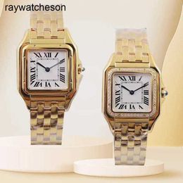 Luxury Carters Watch Tank Swiss Watches Automatic Fashion Women Quartz Movement Golden Rose Gold Lady Square Stainless Steel Case Original Clasp An