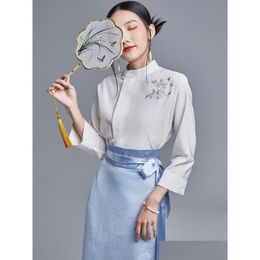 Ethnic Clothing Spring And Summer Chinese Style Vintage Embroidery Impd Cheongsam Hanfu Modern Top Shirt For Womenethnic Drop Delivery Otzv9