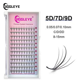 Giggleye Long Stem Lashes 5D 7D 9D Premade Volume Fans Faux Mink Eyelash Extension Russia Fan Eyelashes for Makeup 240318