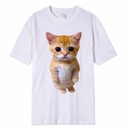 el Gato Meme Sad Crying Cat Munchkin Kitty Meme Trendy Graphic T-shirt Unisex Fi Short Sleeve T-shirts Oversized Streetwear d8TU#