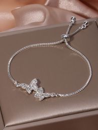 1pc Glamorous Rhinestone Butterfly Decor Bracelet For Women For Daily Decoration