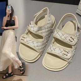 Sommer-Sandalen mit dicken Sohlen, Designer-Schuhe für Damen, bequem, für den Außenbereich, Sandstrand, Slipper, Gummi-Schuhsohle, modische Freizeit-Sandalen