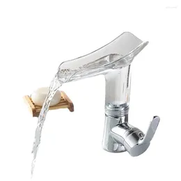 Bathroom Sink Faucets Glass Transparent Waterfall Basin Faucet Toilet Wash And Cold