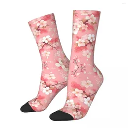 Men's Socks Japanese Cherry Blossom Anime Patterns Women's Polyester Funny Happy Spring Summer Autumn Winter Stockings