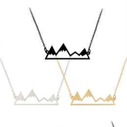 Pendant Necklaces New Mountain Peak Shape For Women Gold Sier Black Snowcap Snowy Top Charm Chains Fashion Jewelry Drop Delivery Penda Dhgay