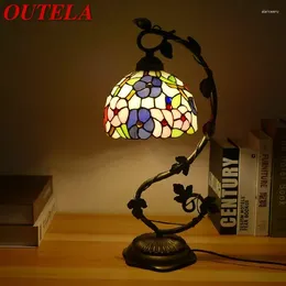 Table Lamps OUTELA Tiffany Lamp American Retro Living Room Bedroom Luxurious Villa El Stained Glass Desk